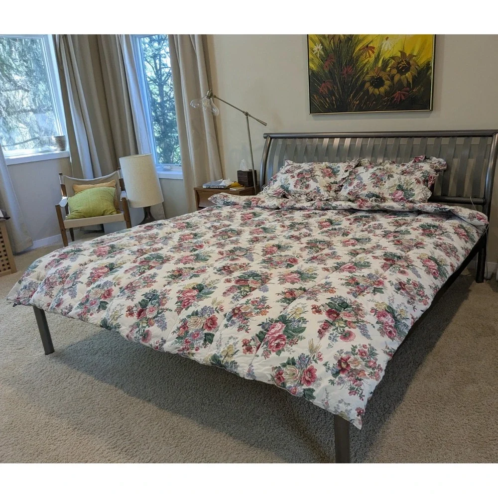 RALPH LAUREN Elaine Set Floral Quilted Queen Comforter + 2 Ruffle Shams